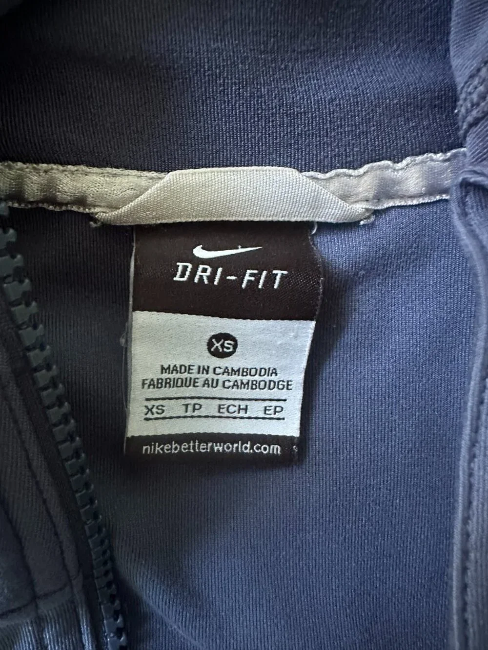 Nike Dri-Fit Dark Blue/Gray Dri-Fit Track Jacket | Slim Fit | Full Zip | Stretch